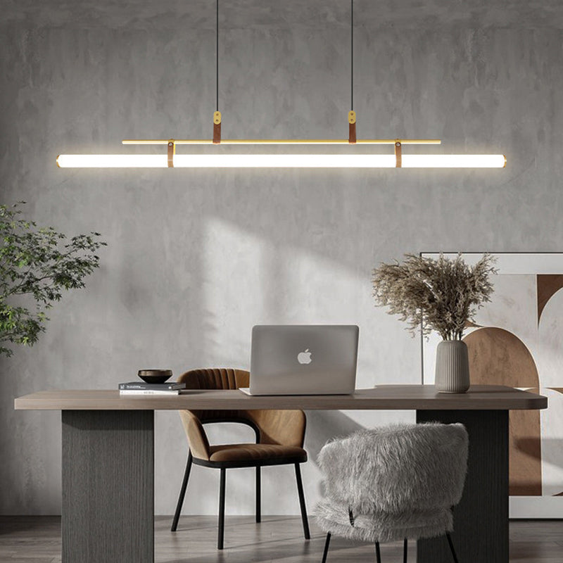 Freyza | Suspension linéaire moderne Inari noire et dorée – Cuisine et salle à manger modernes