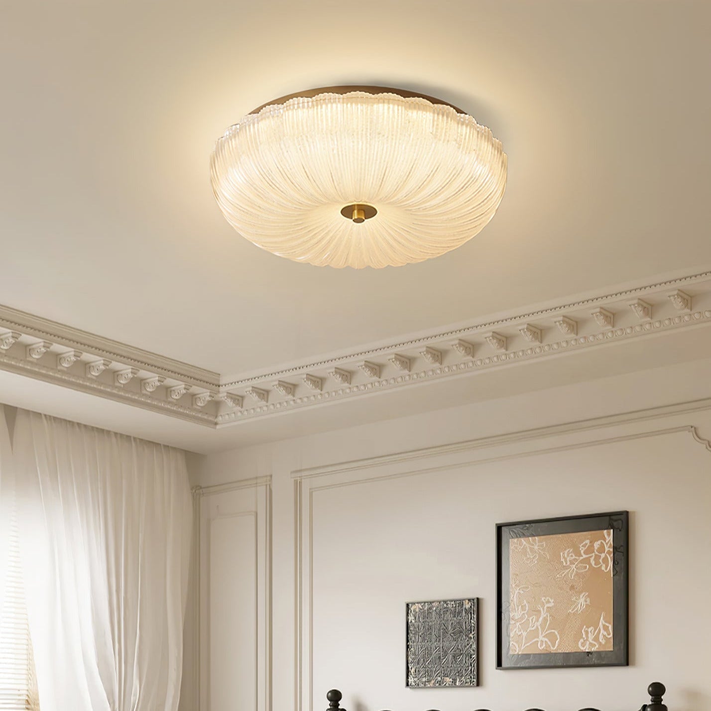 Freyza | Plafonnier affleurant Halo en verre ondulé – chambre, couloir, cuisine