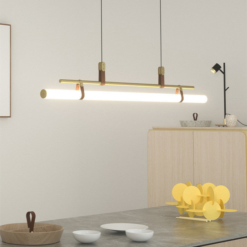 Freyza | Suspension linéaire moderne Inari noire et dorée – Cuisine et salle à manger modernes