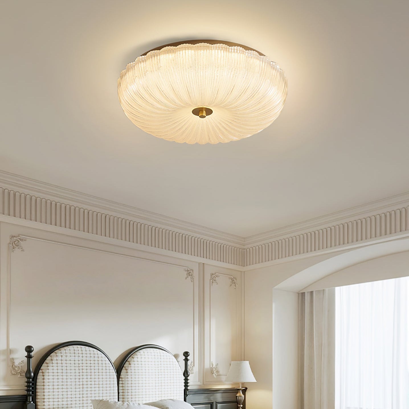 Freyza | Plafonnier affleurant Halo en verre ondulé – chambre, couloir, cuisine