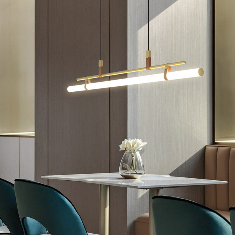 Freyza | Suspension linéaire moderne Inari noire et dorée – Cuisine et salle à manger modernes