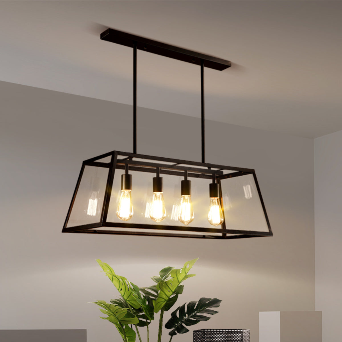 Freyza | Suspension industrielle en verre à LED Epoch – Cuisine et salle à manger modernes