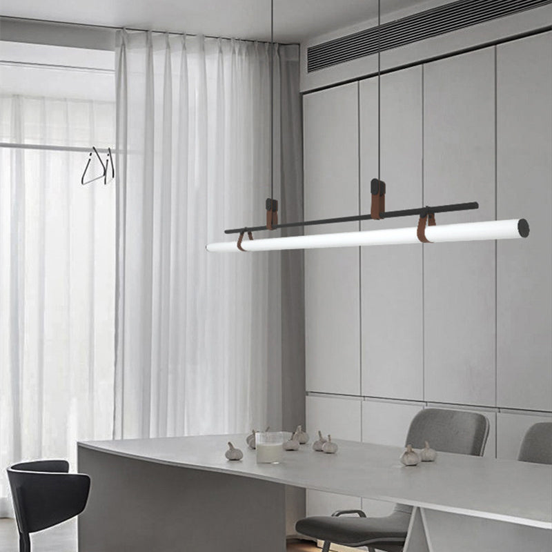 Freyza | Suspension linéaire moderne Inari noire et dorée – Cuisine et salle à manger modernes