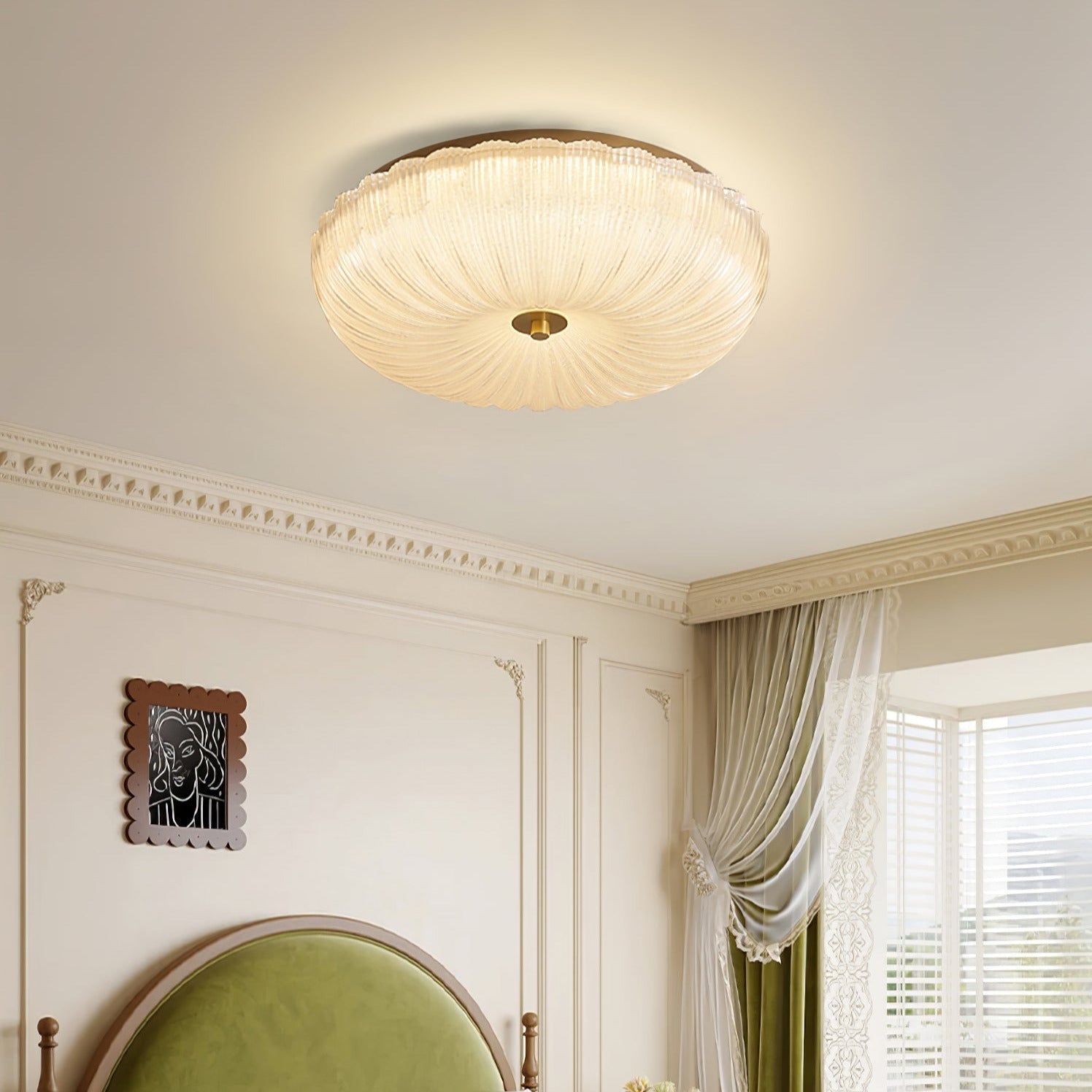 Freyza | Plafonnier affleurant Halo en verre ondulé – chambre, couloir, cuisine