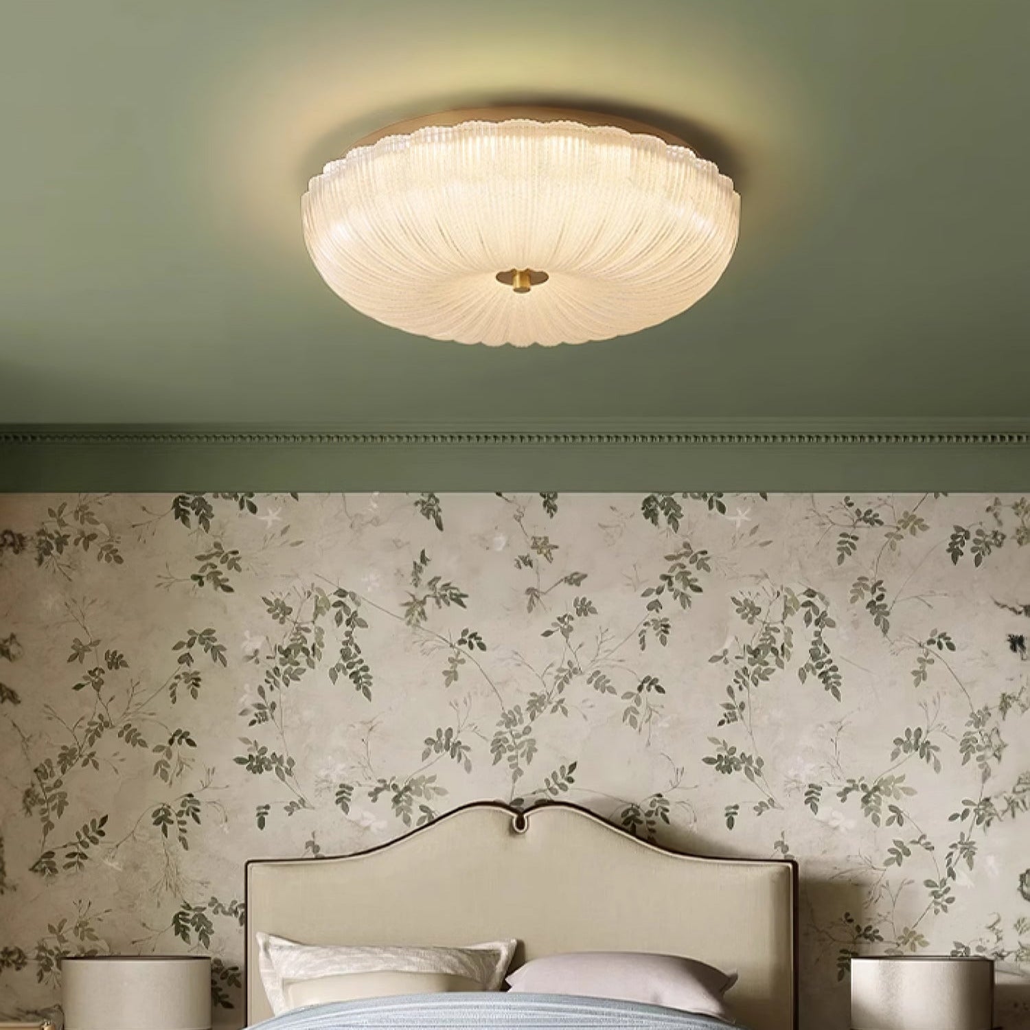 Freyza | Plafonnier affleurant Halo en verre ondulé – chambre, couloir, cuisine
