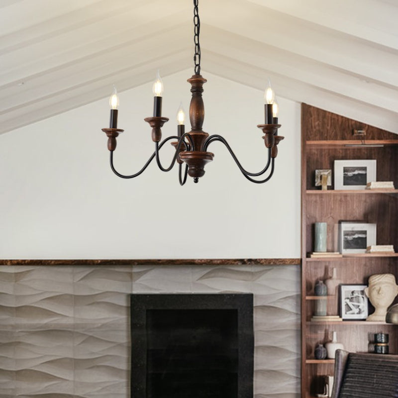 Freyza | Silva Industrial Design Wood Chandelier – Industrial Dining Room Living Room