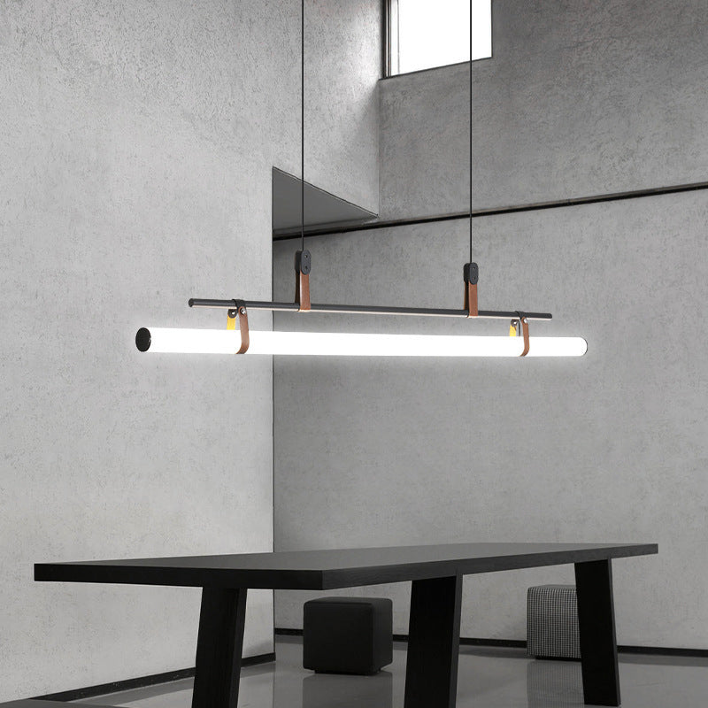 Freyza | Suspension linéaire moderne Inari noire et dorée – Cuisine et salle à manger modernes