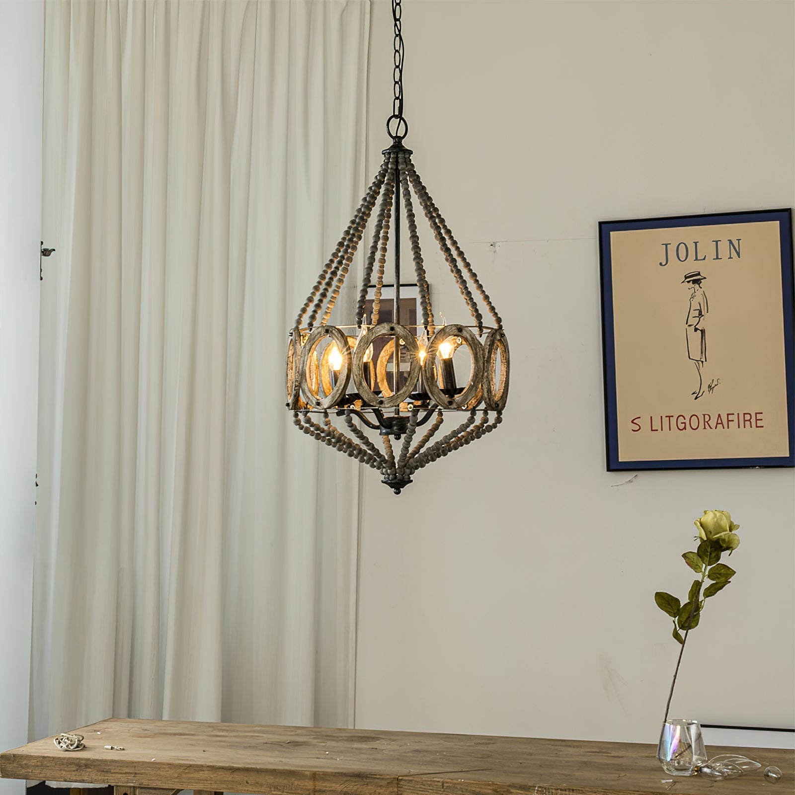 Freyza | Zasorila Vintage-Holzleuchte – Vintage-Esszimmer-Wohnzimmer
