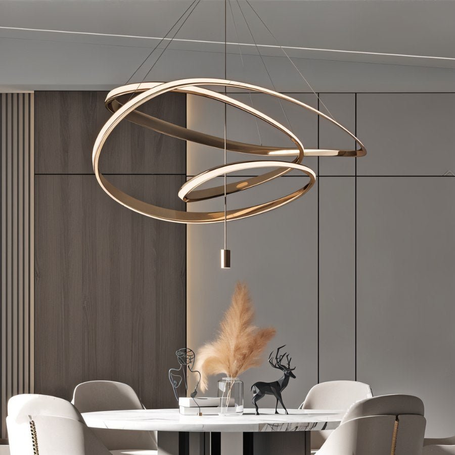 Freyza - Olenna | Elegant Modern Gold Spiral LED Chandelier Light