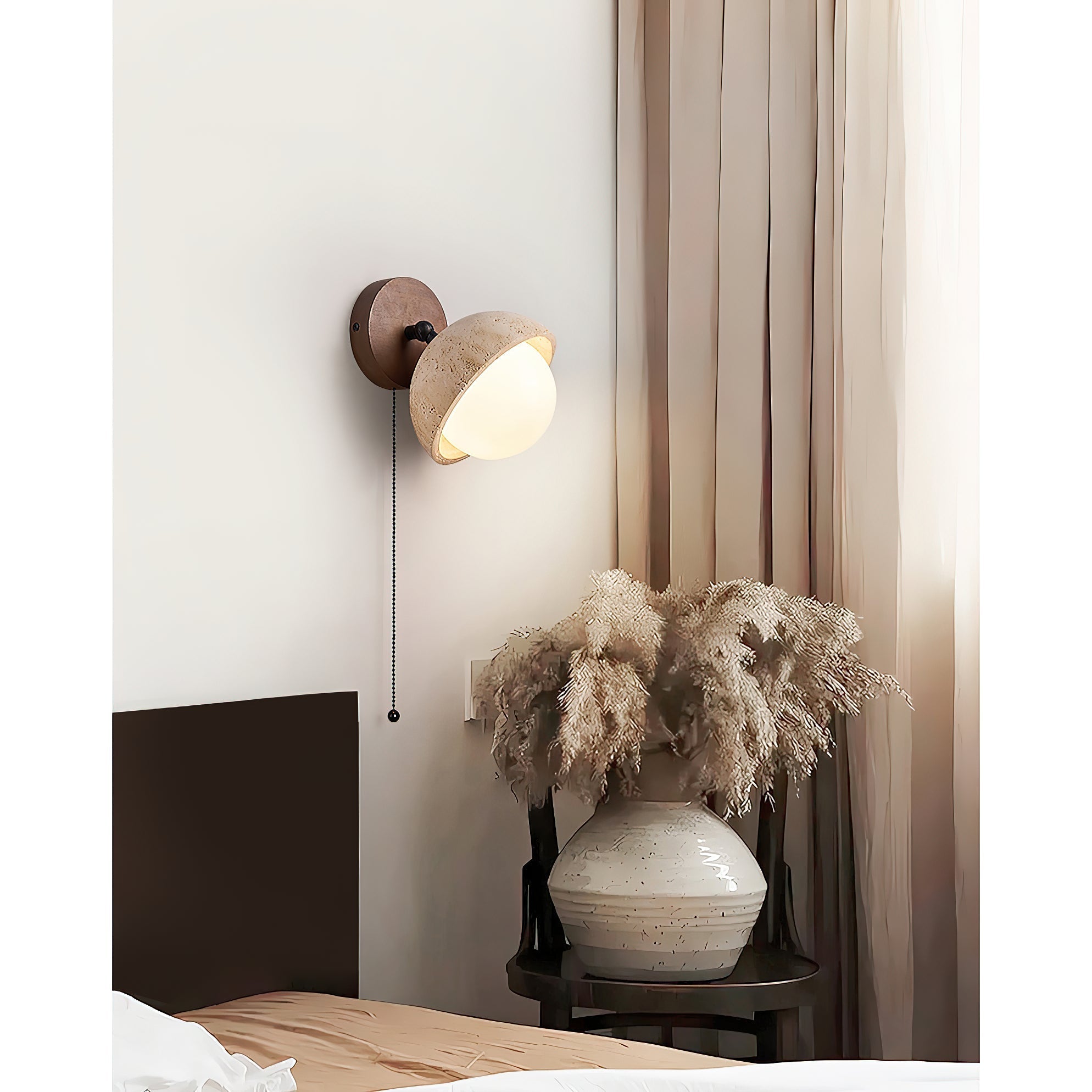 Freyza | Myrinir Wood Travertine Wood Wall Light – Bedroom Hallway