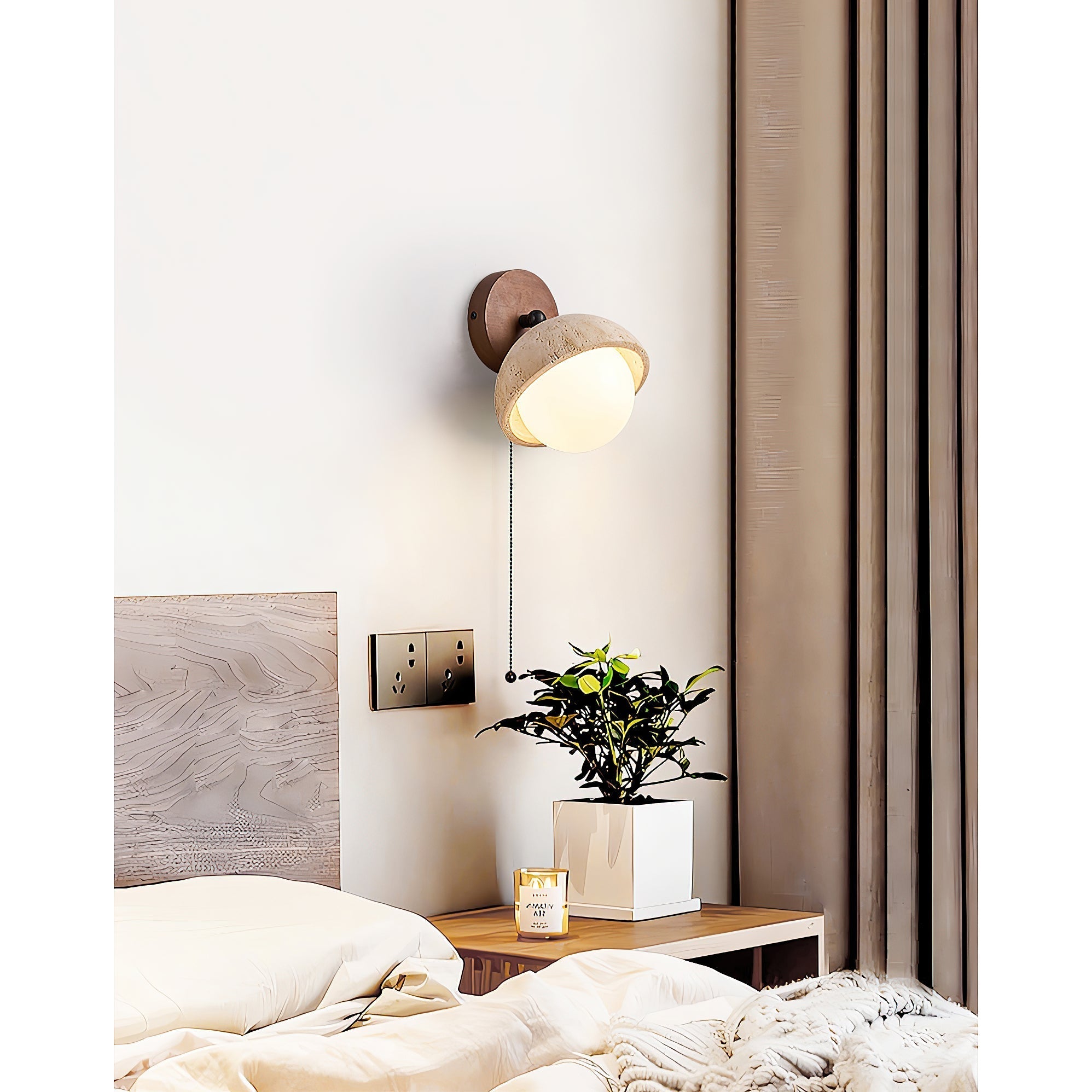 Freyza | Myrinir Wood Travertine Wood Wall Light – Bedroom Hallway