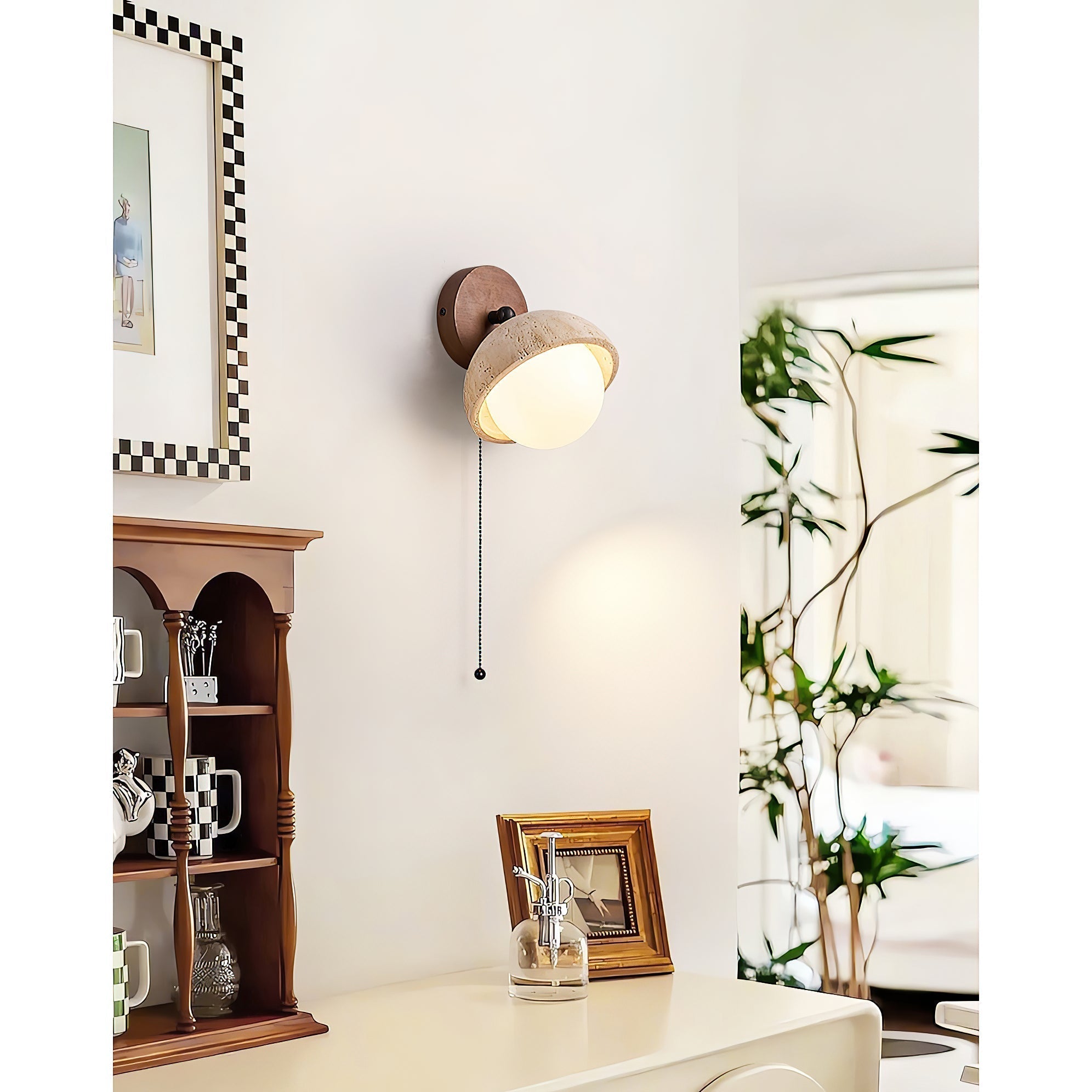 Freyza | Myrinir Wood Travertine Wood Wall Light – Bedroom Hallway