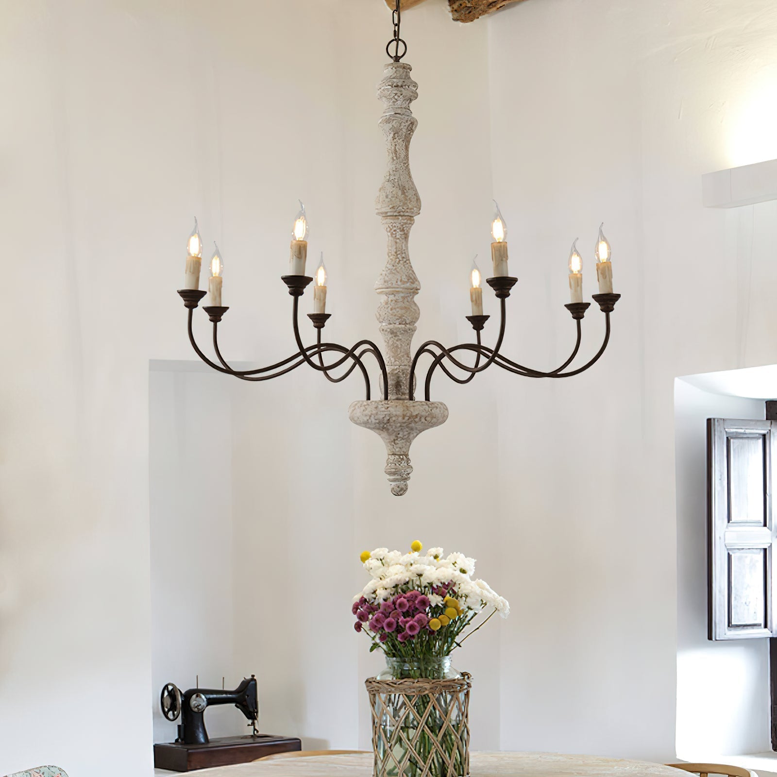 Freyza | Emirel Vintage 8-Light 8-Light Wood Chandelier – Vintage Dining Room Living Room