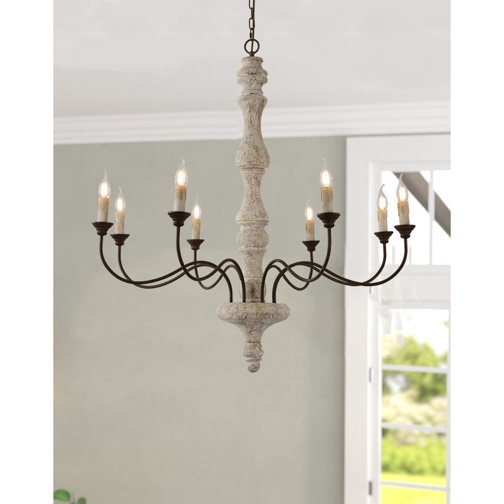 Freyza | Emirel Vintage 8-Light 8-Light Wood Chandelier – Vintage Dining Room Living Room