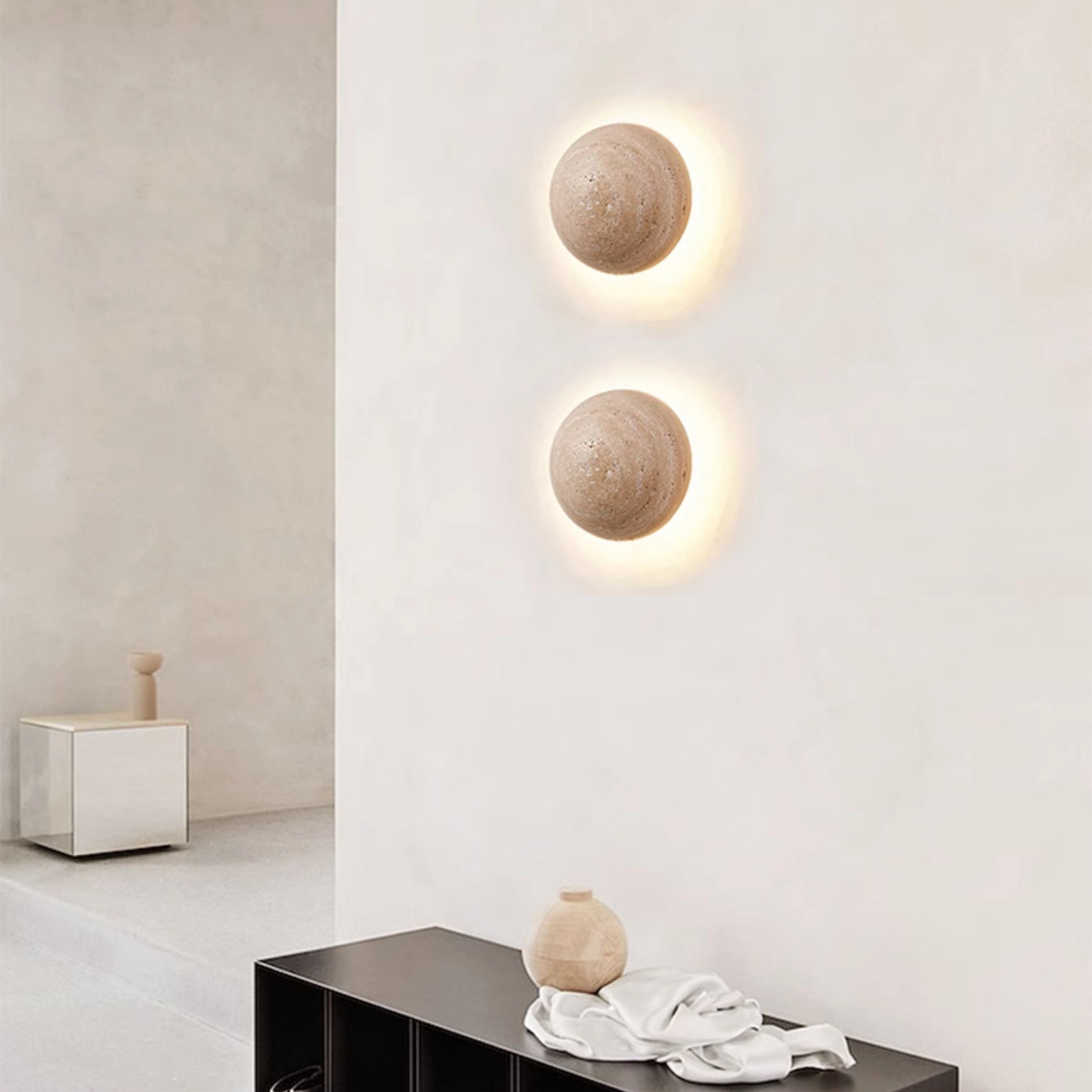 Freyza | Cinorisra Stone Travertine Wall Light – Bedroom Hallway