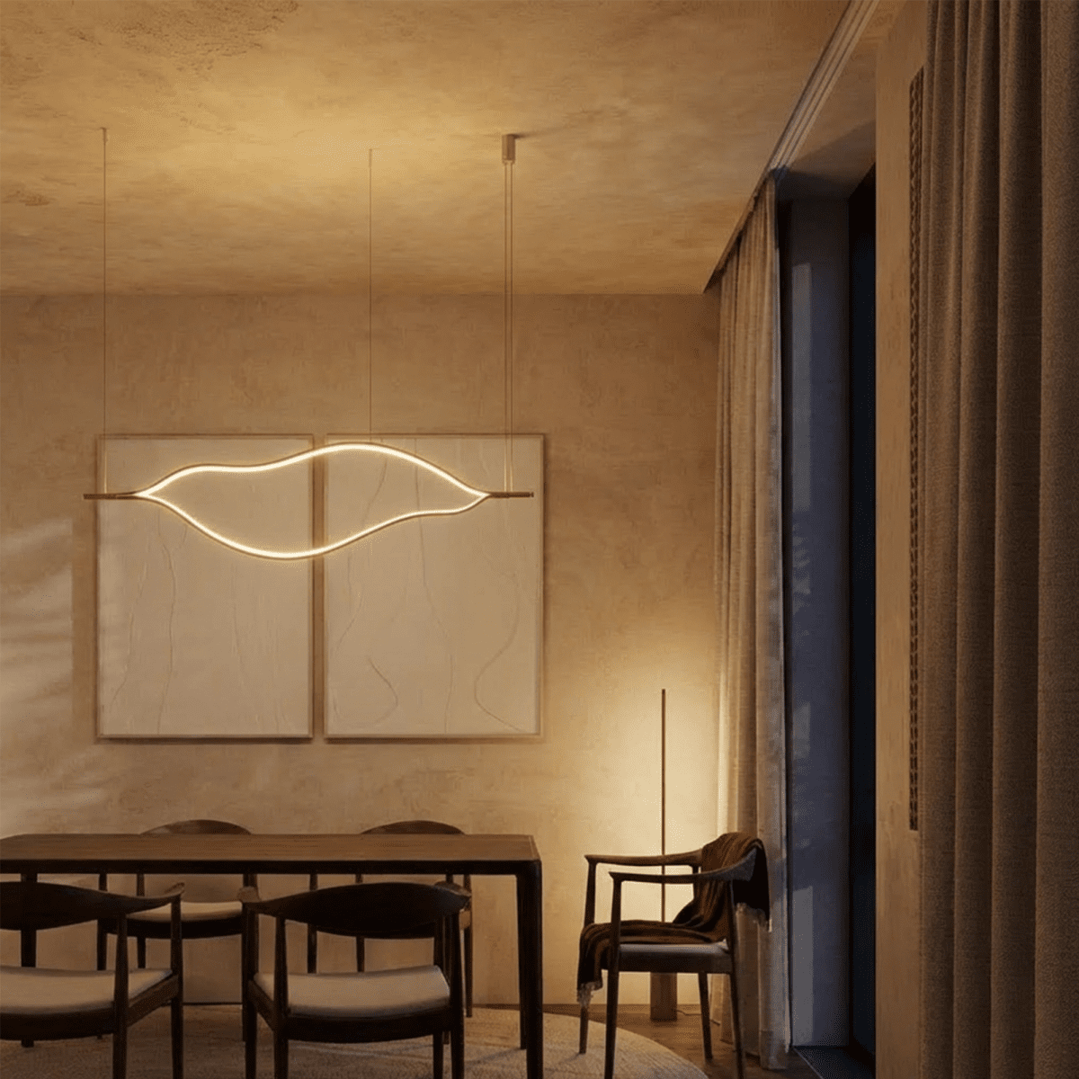 Freyza - OrisLight | Modern Black LED Chandelier with Organic Design