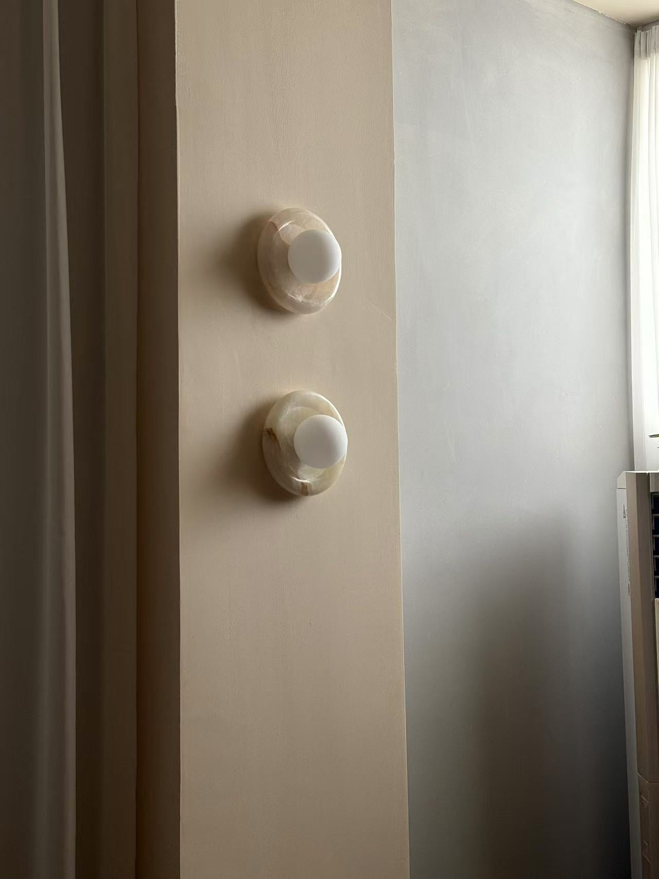 Freyza | Aursilos Nordic Art White Glass Wall Light – Nordic Bedroom Hallway