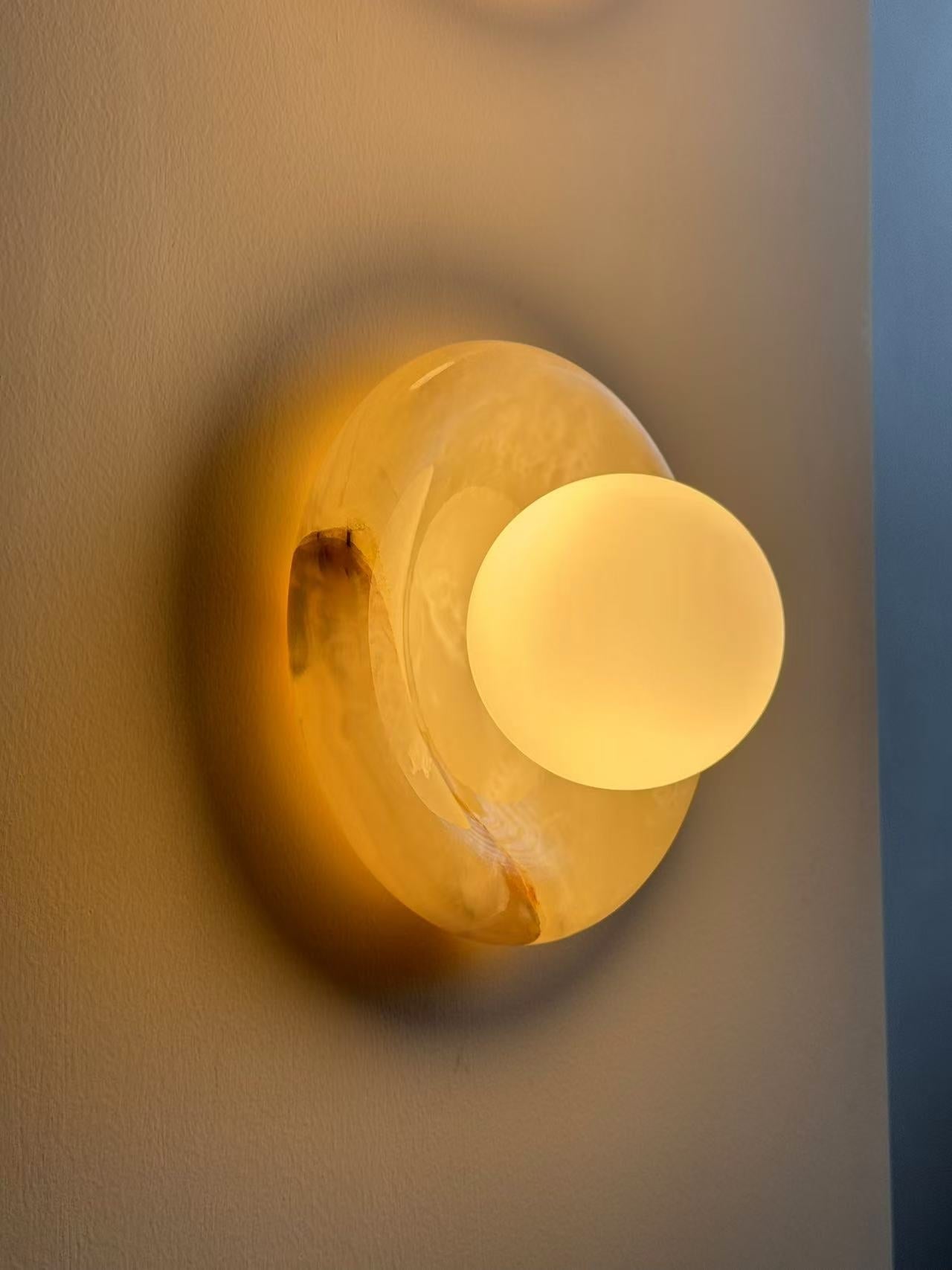 Freyza | Aursilos Nordic Art White Glass Wall Light – Nordic Bedroom Hallway