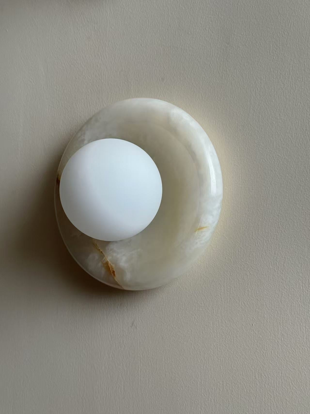 Freyza | Aursilos Nordic Art White Glass Wall Light – Nordic Bedroom Hallway