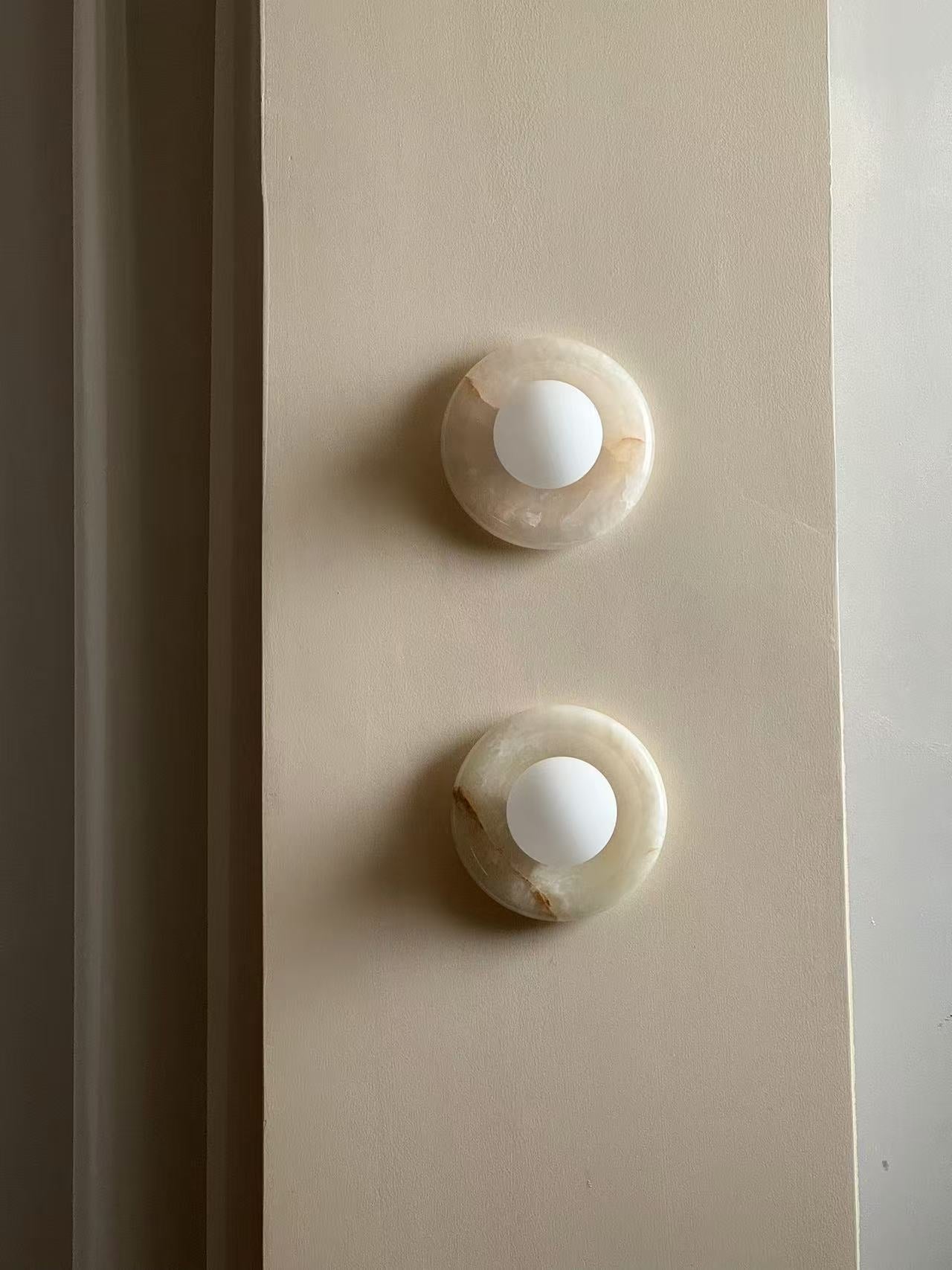 Freyza | Aursilos Nordic Art White Glass Wall Light – Nordic Bedroom Hallway