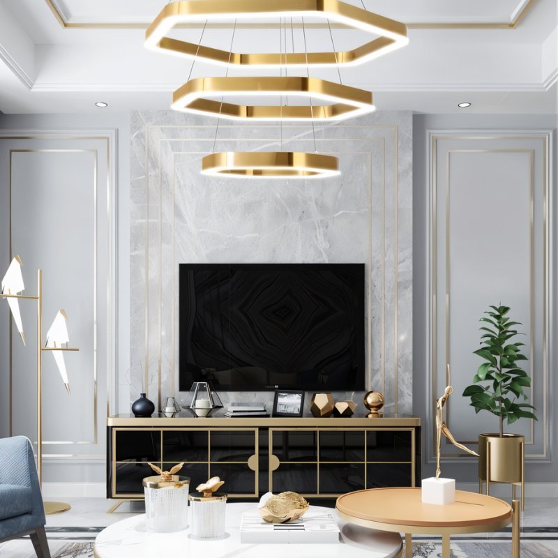 Freyza - Elegant Modern Geometric Hexagonal Chandelier
