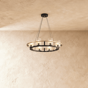 Freyza - Modern Black Copper Dual Ring Chandelier Light Fixture