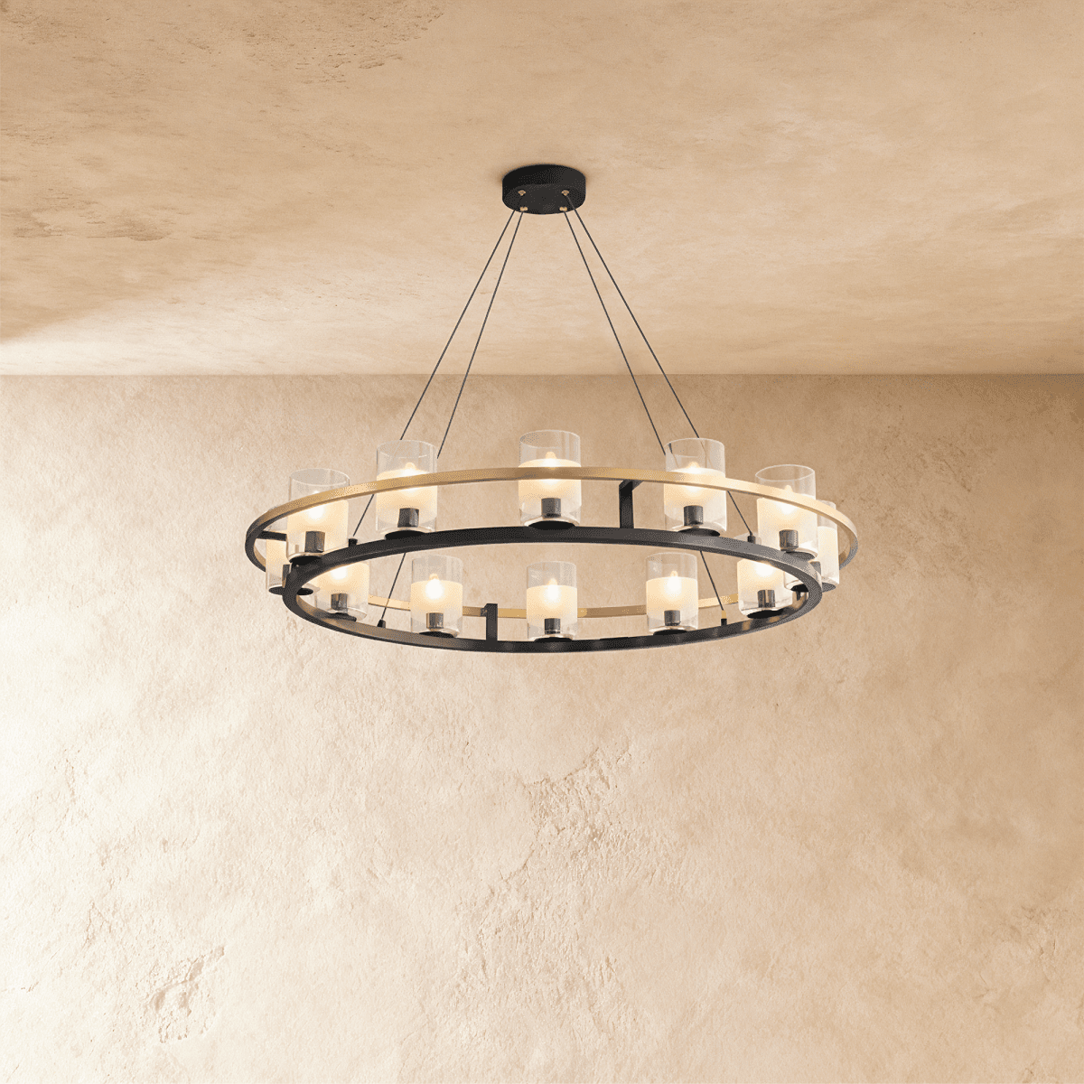 Freyza - Modern Black Copper Dual Ring Chandelier Light Fixture