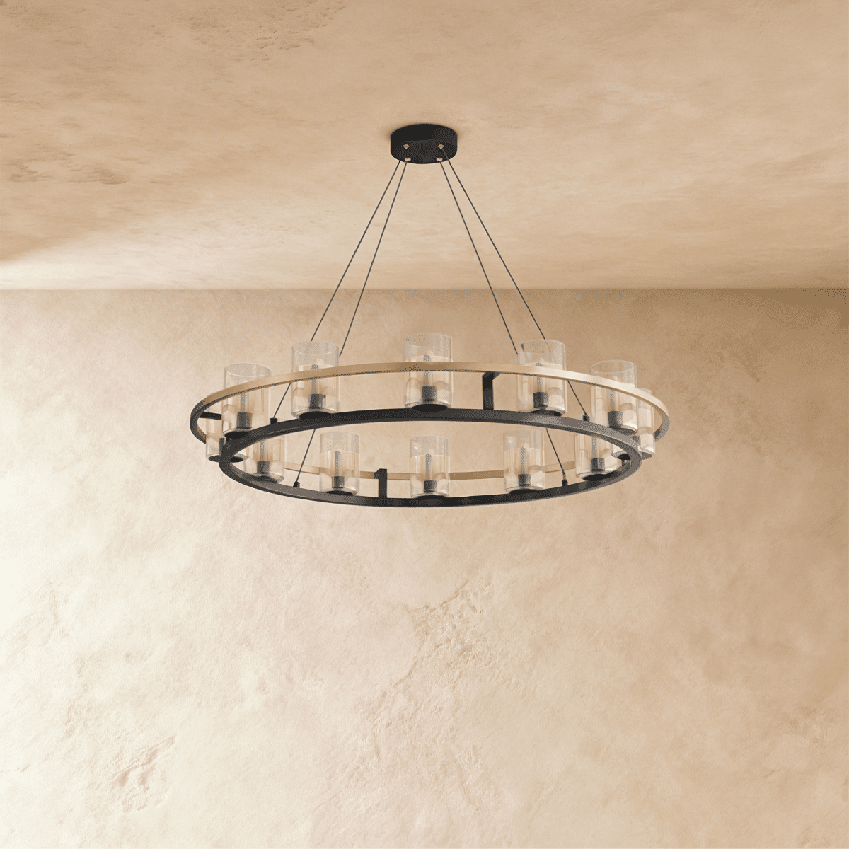 Freyza - Modern Black Copper Dual Ring Chandelier Light Fixture
