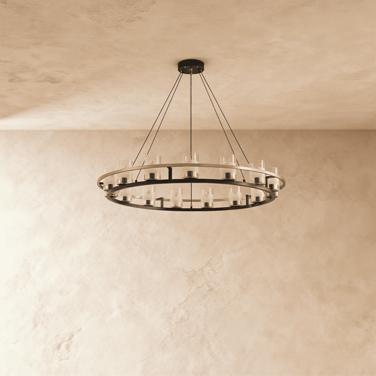 Freyza - Modern Black Copper Dual Ring Chandelier Light Fixture