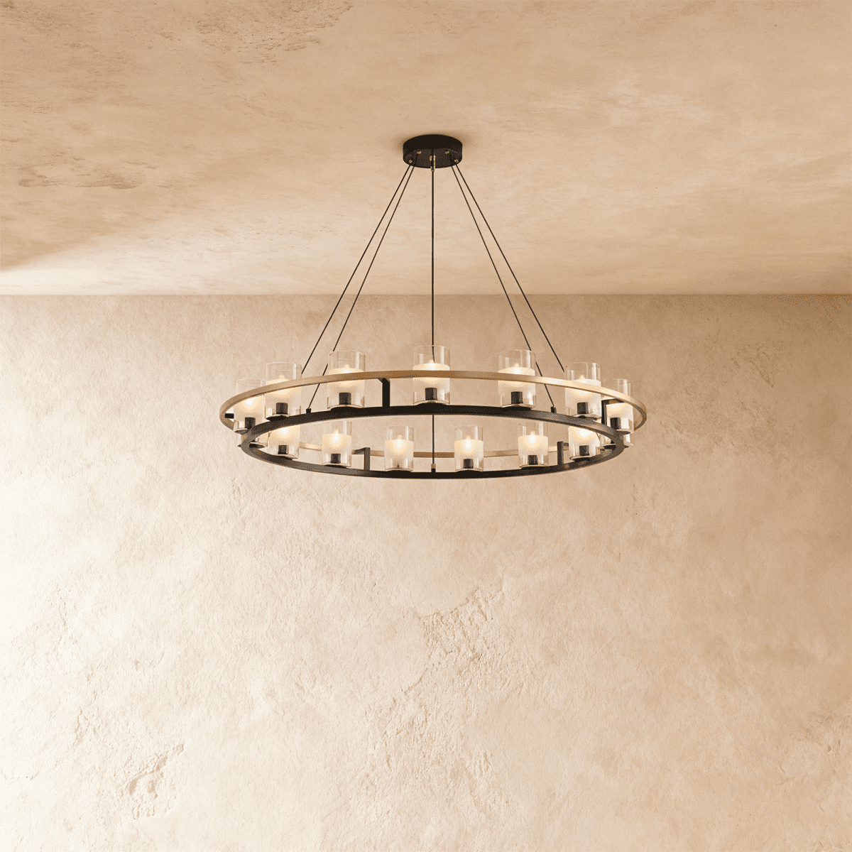 Freyza - Modern Black Copper Dual Ring Chandelier Light Fixture