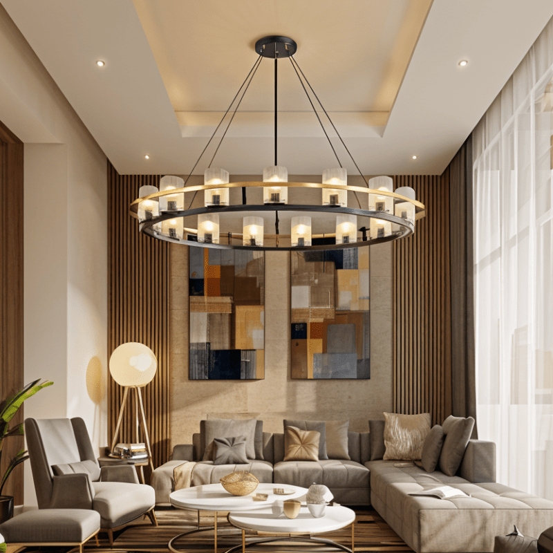 Freyza - Modern Black Copper Dual Ring Chandelier Light Fixture