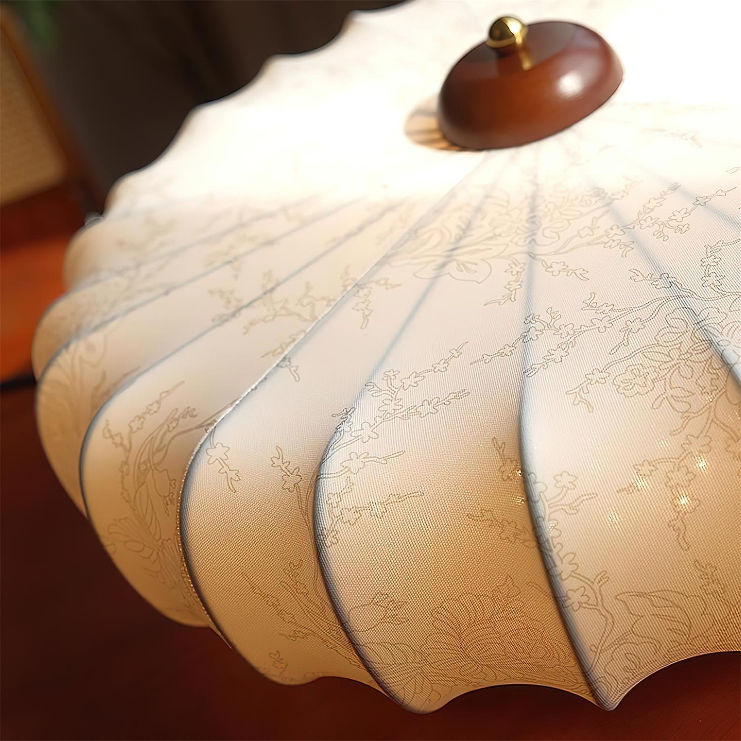 Freyza | Plafonnier en tissu, bois et abat-jour en tissu – chambre, salon