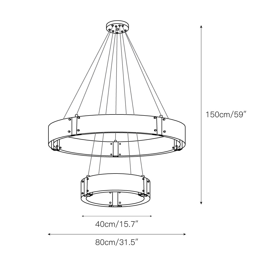 Freyza | Parallel Ring Glass Glass Chandelier – Dining Room Living Room