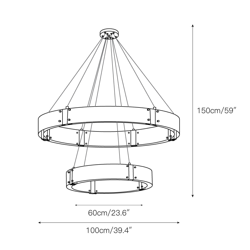 Freyza | Parallel Ring Glass Glass Chandelier – Dining Room Living Room