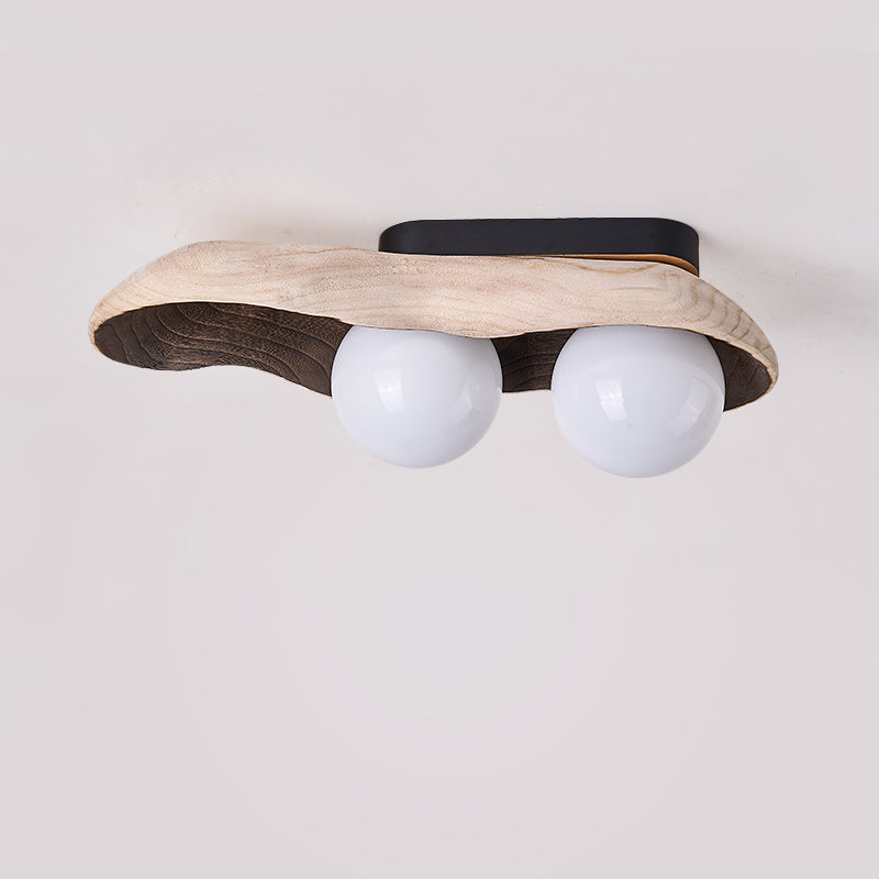 Freyza | Ivaren Wooden Glass Glass Wood Ceiling Light – Bedroom Living Room