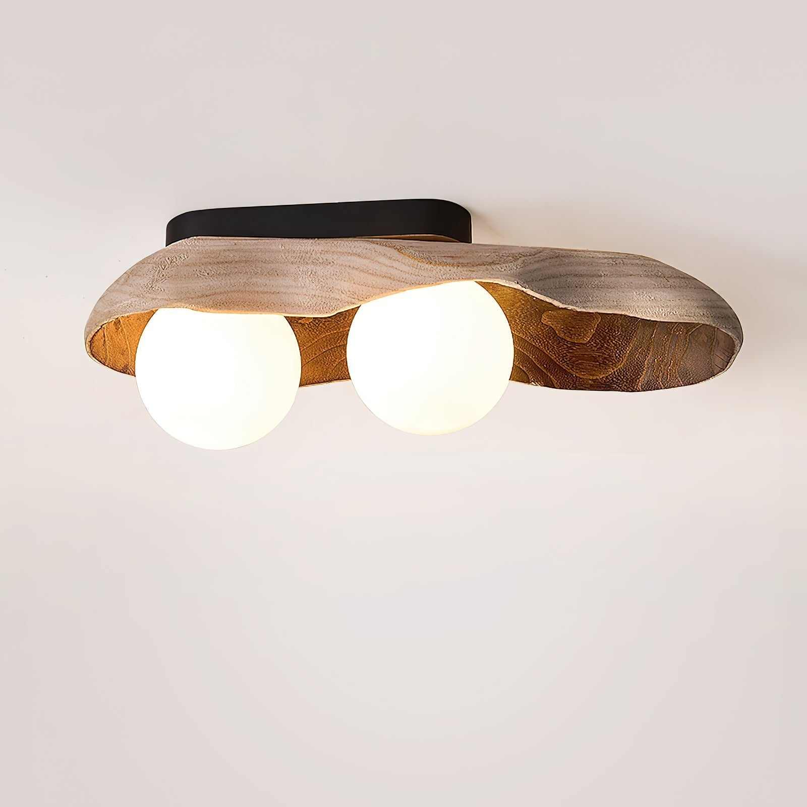 Freyza | Ivaren Wooden Glass Glass Wood Ceiling Light – Bedroom Living Room