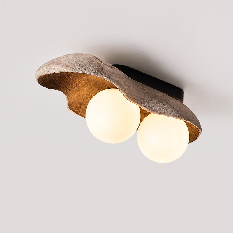 Freyza | Ivaren Wooden Glass Glass Wood Ceiling Light – Bedroom Living Room