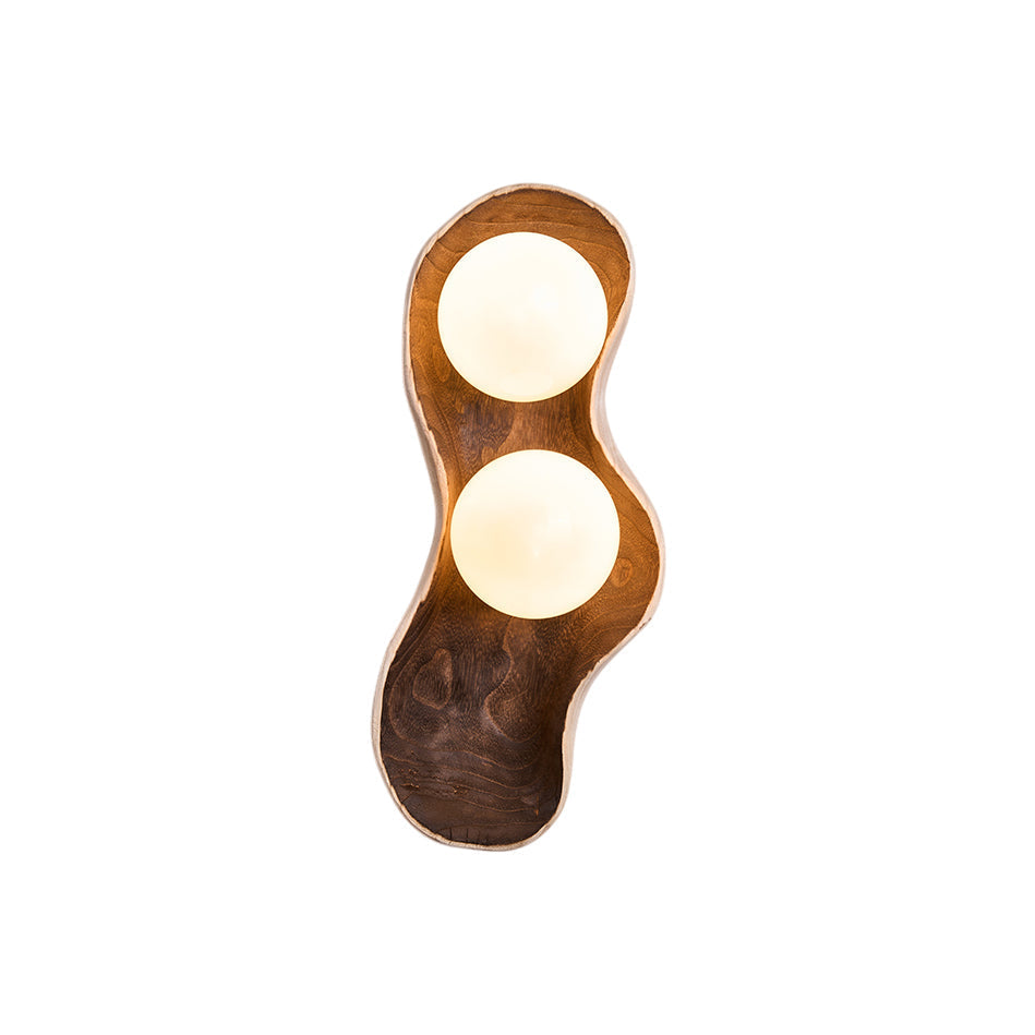 Freyza | Evshaia Pea Wooden Glass Wood Wall Light – Bedroom Hallway