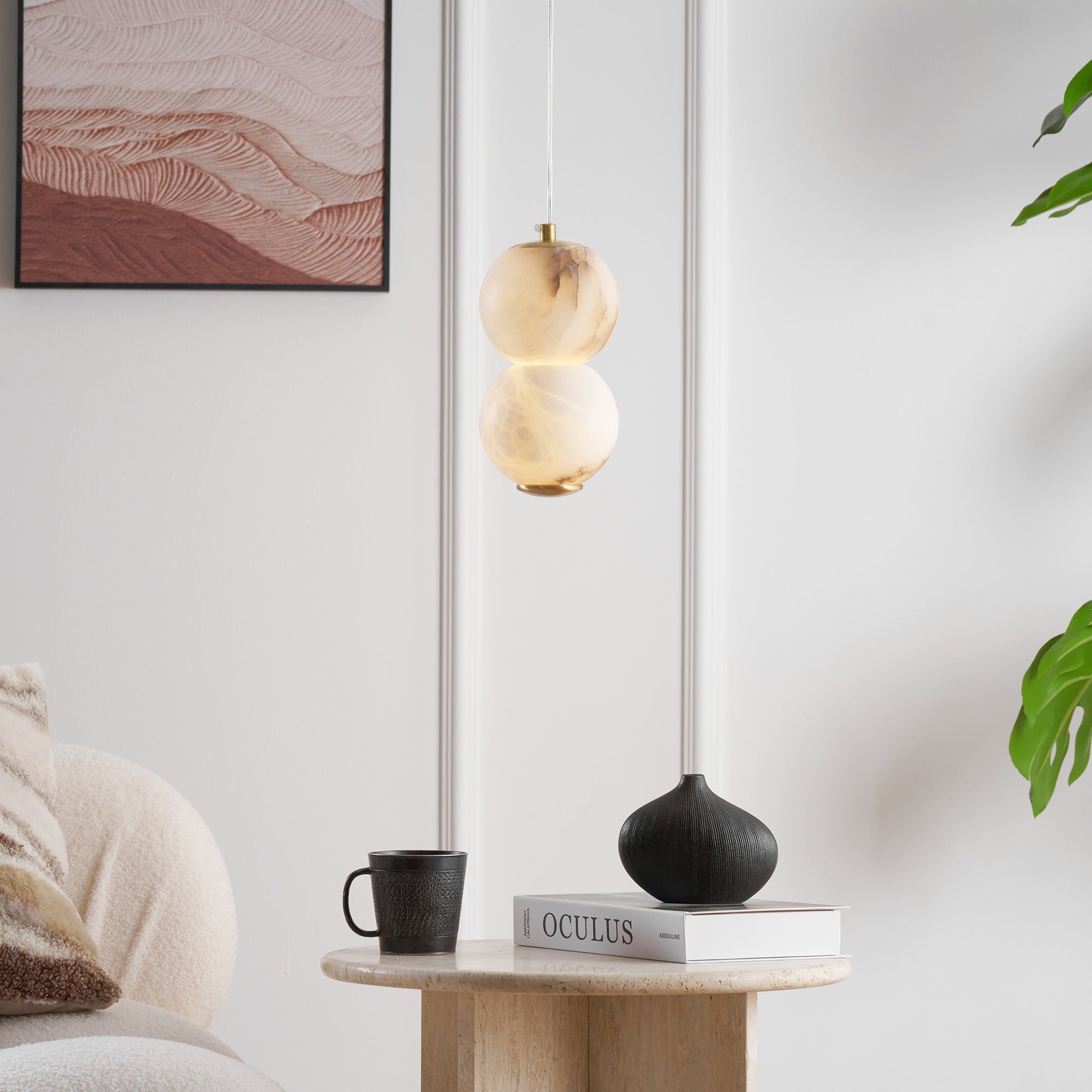 Freyza | Elore Pearl Alabaster Pendant Light – Kitchen Dining Room