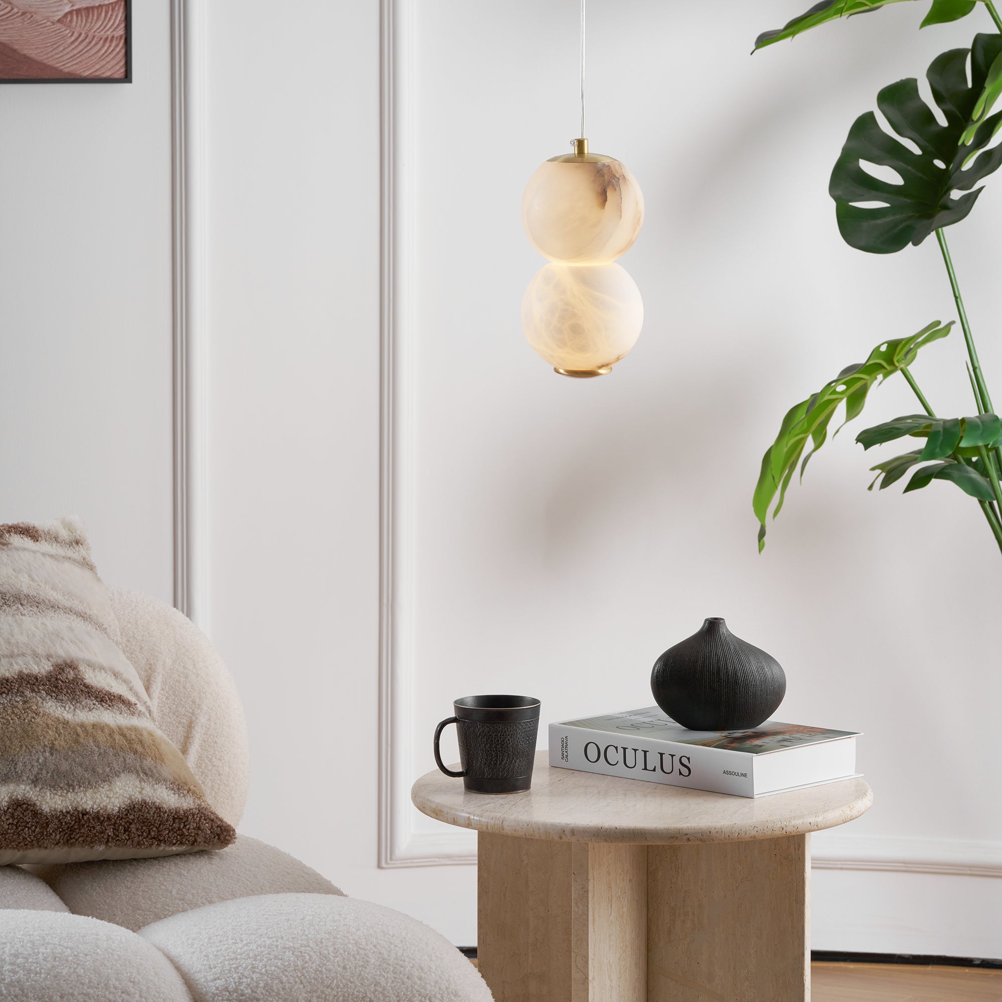 Freyza | Elore Pearl Alabaster Pendant Light – Kitchen Dining Room