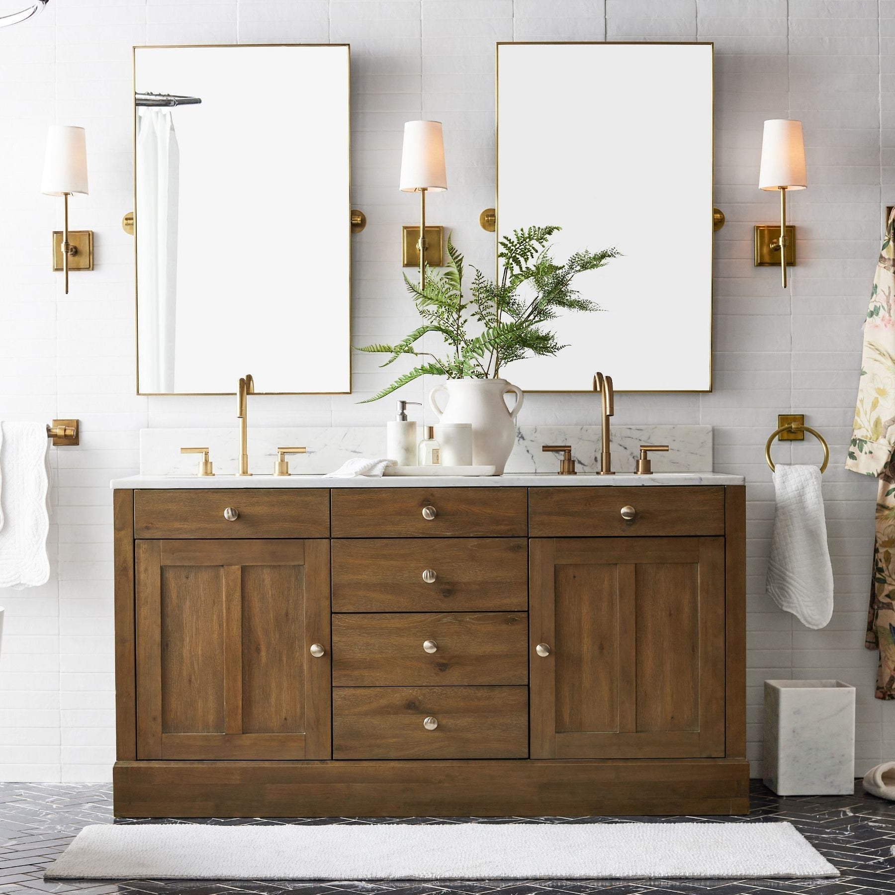 Freyza | Vicarara Vintage-Industrielle Wandleuchte aus Messing mit Stoffschirm – Industrielles Schlafzimmer, Flur