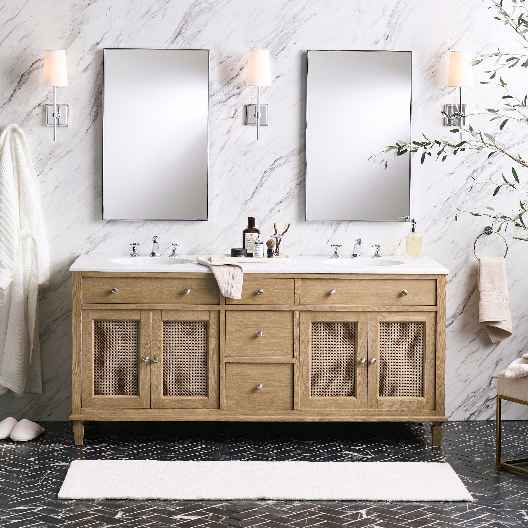 Freyza | Vicarara Vintage-Industrielle Wandleuchte aus Messing mit Stoffschirm – Industrielles Schlafzimmer, Flur