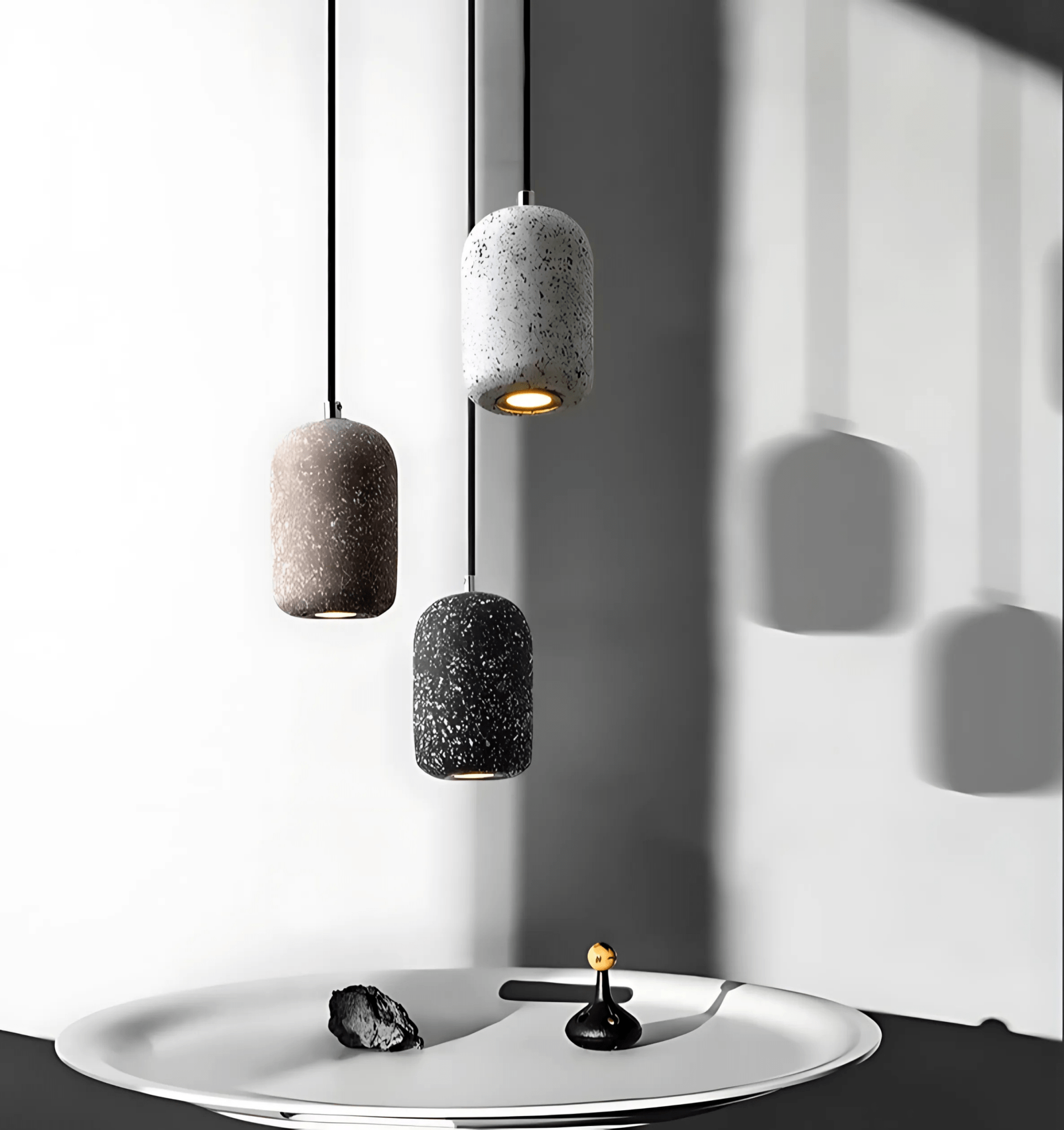 Freyza - PebbleLight | Stylish Modern Cement Pendant Lighting for Kitchen Island
