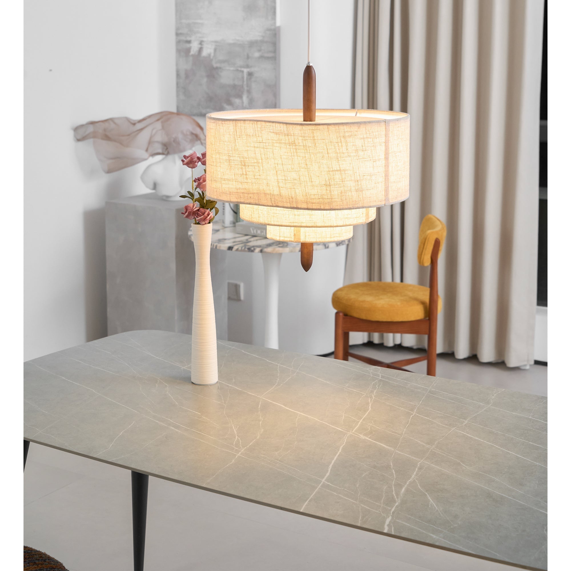 Freyza | Altheus Nordic Pebble Fabric Pendant Light – Nordic Kitchen Dining Room