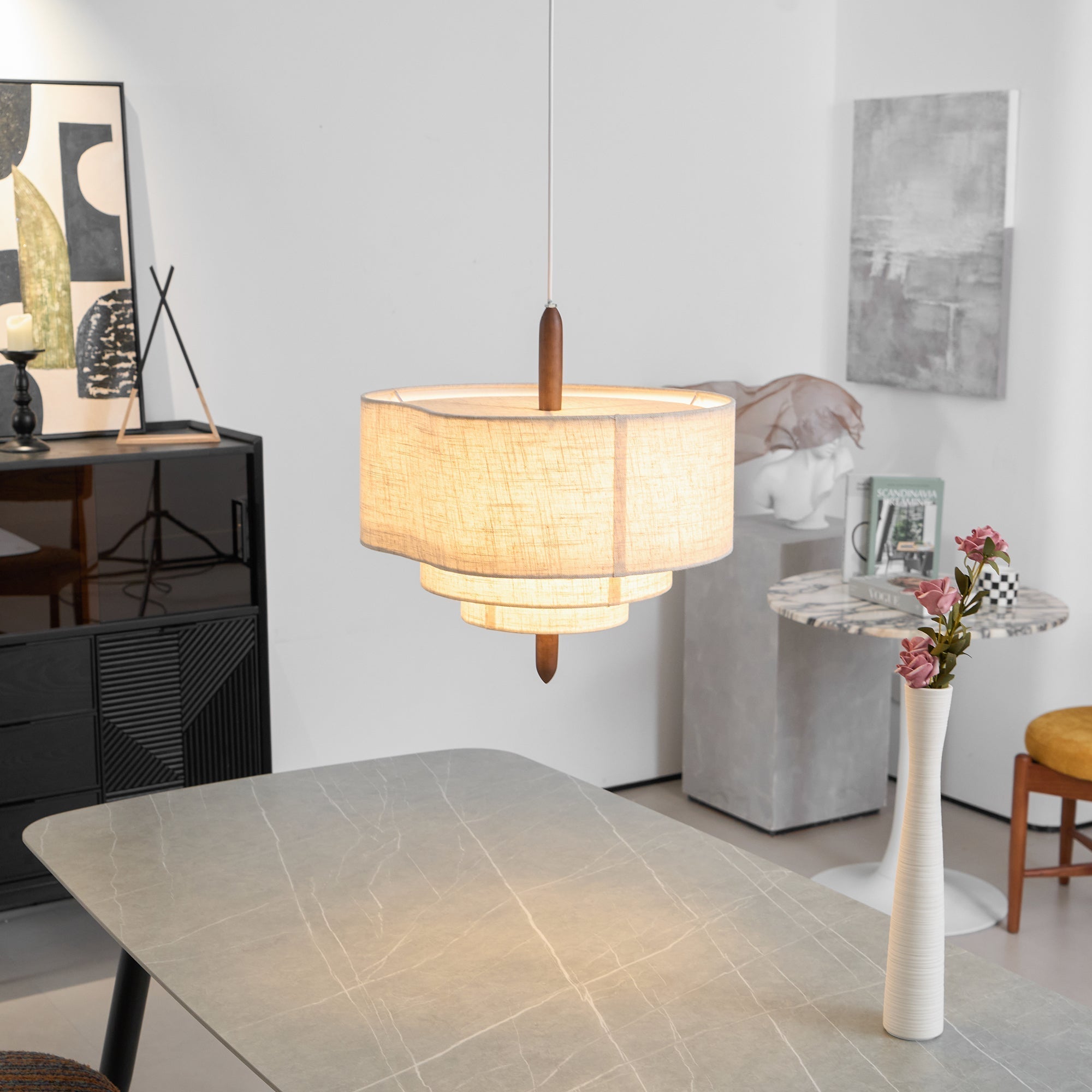 Freyza | Altheus Nordic Pebble Fabric Pendant Light – Nordic Kitchen Dining Room