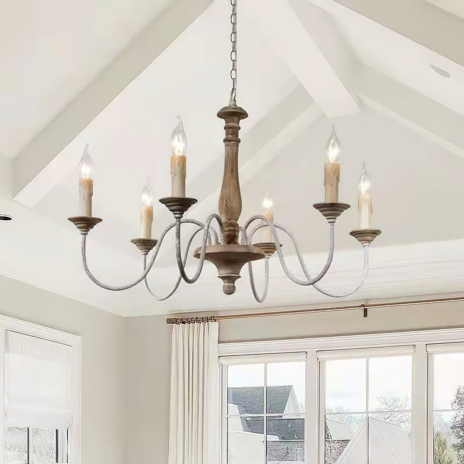 Freyza | Syshaeth Vintage Industrial Wood Chandelier – Industrial Dining Room Living Room