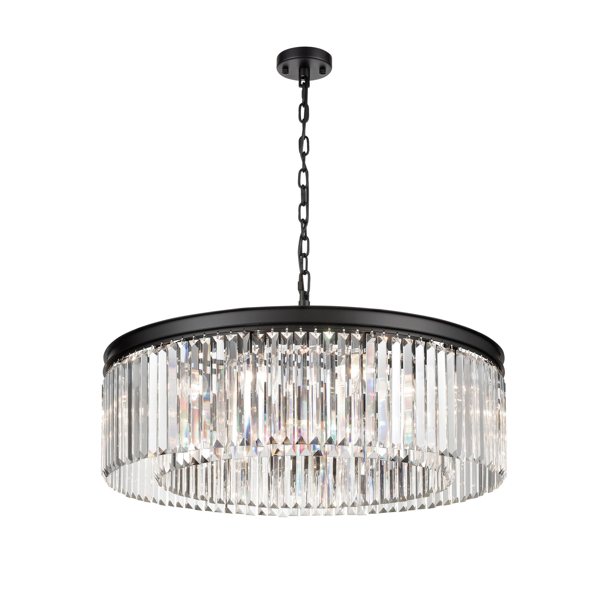 Perdita | Elegant Matt Black Crystal Drop Chandelier 10 Light 1