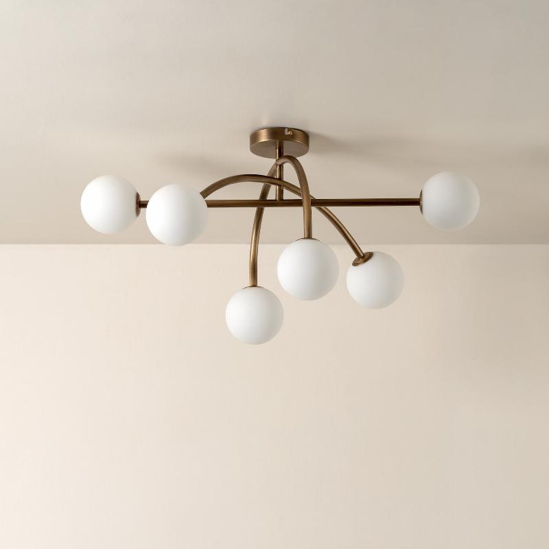 Freyza | Sythael – Plafonnier en verre et laiton pour chambre et salon