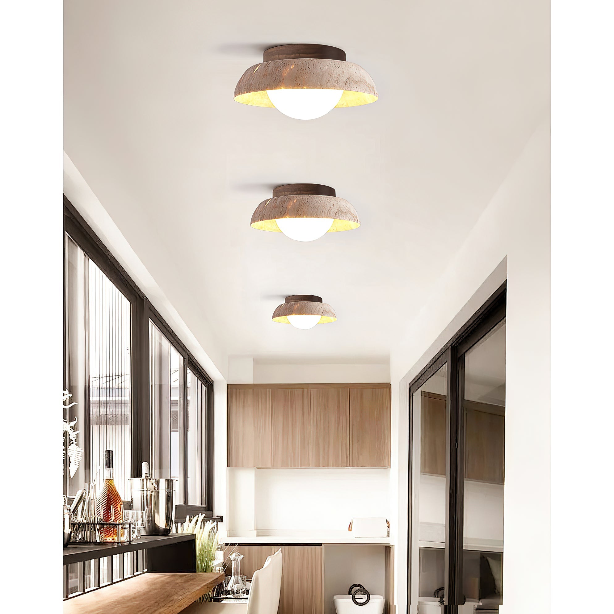 Freyza | Plafonnier en travertin Cuvela – Chambre et salon