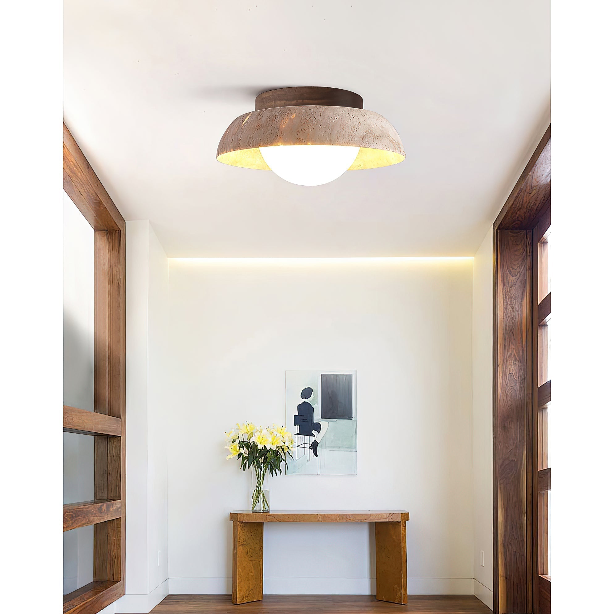 Freyza | Plafonnier en travertin Cuvela – Chambre et salon